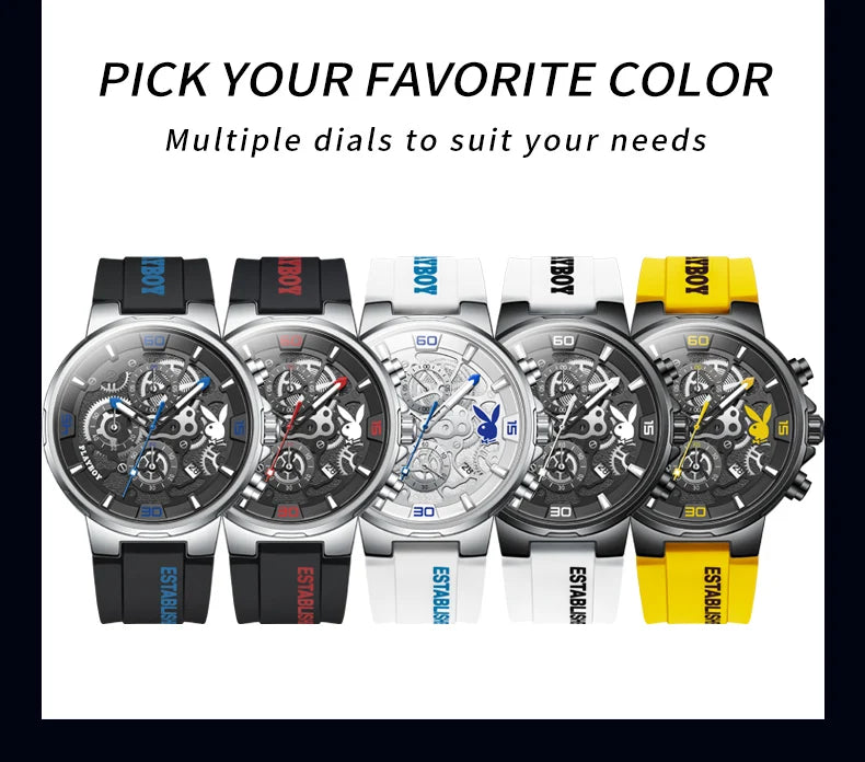 Stainless Steel Silicone Strap Multifunction Quartz Watch for Men