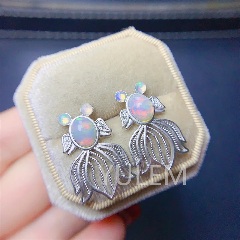 Silver Opal Earrings for Women