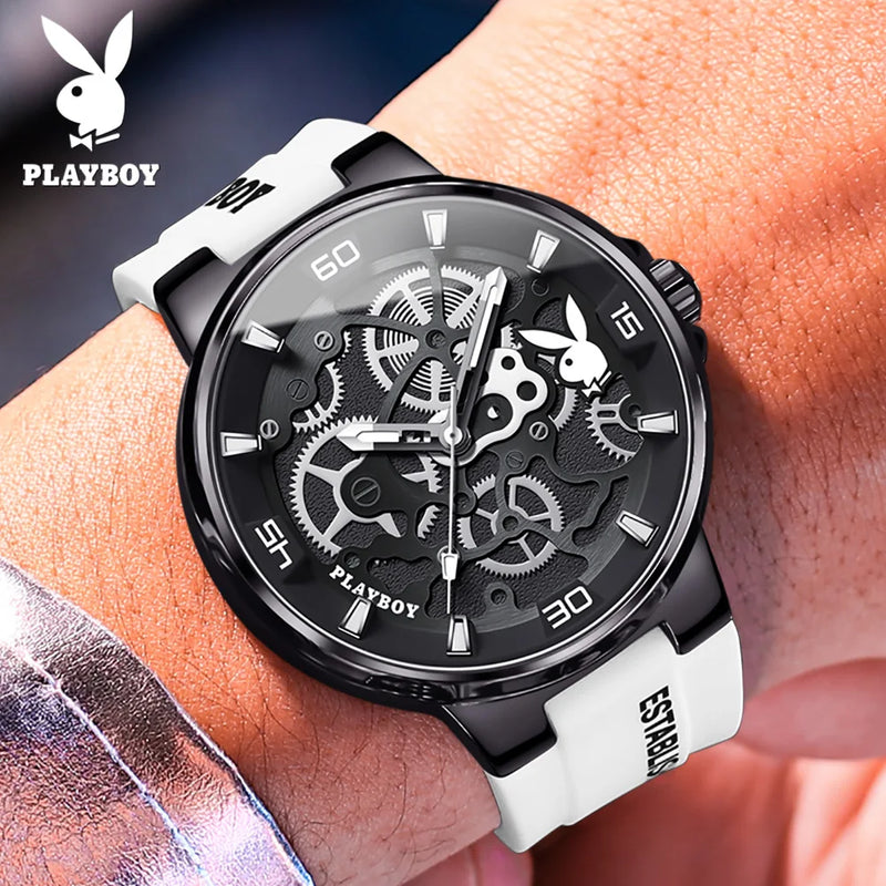 Stainless Steel Silicone Waterproof Sports Watch for Men