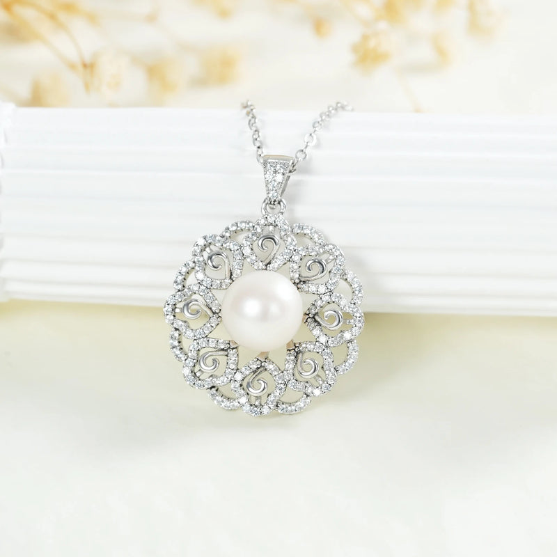 925 Sterling Silver Freshwater Pearl Pendant Necklace for Women