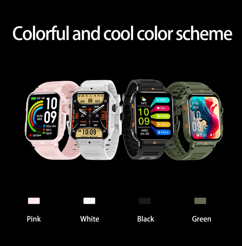 Smartwatch with 1.95 Inch Screen, Health Monitoring, IP68 Waterproof, Suitable for Men and Women