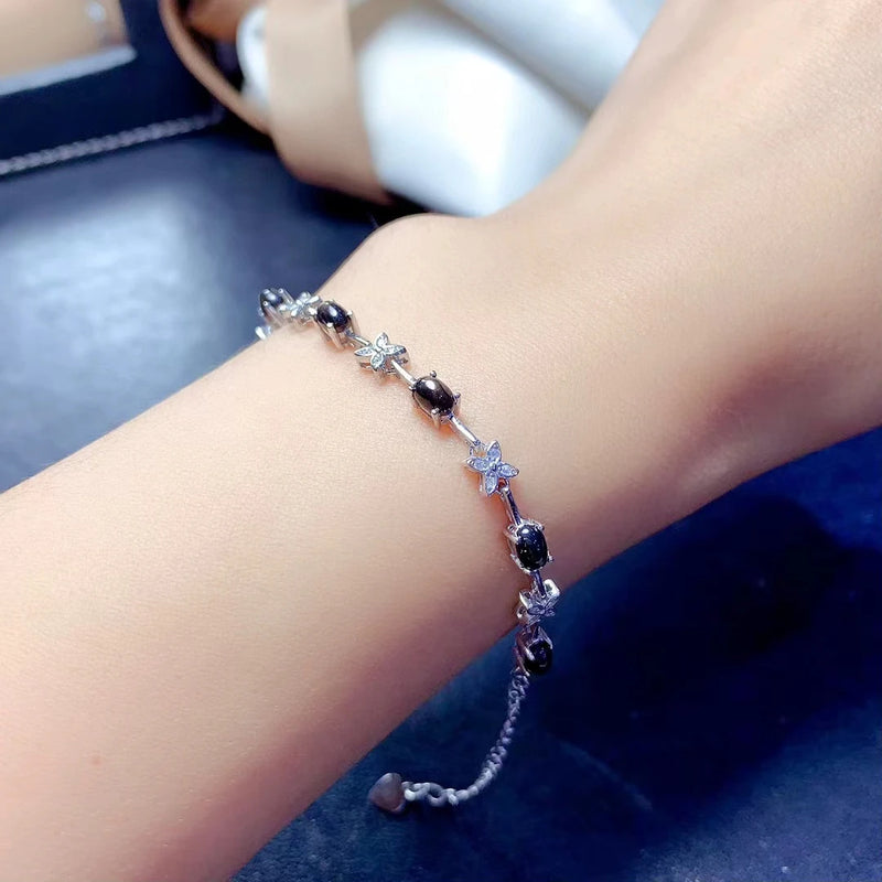 925 Sterling Silver Star Sapphire Bracelet for Women