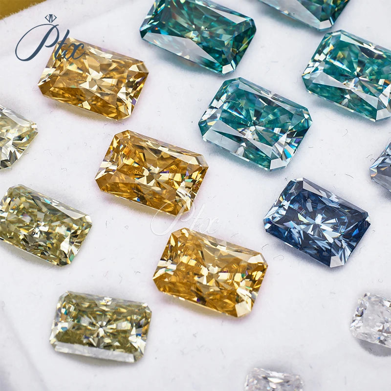 Green Moissanite Loose Gemstones Brilliant & Radiant Cuts