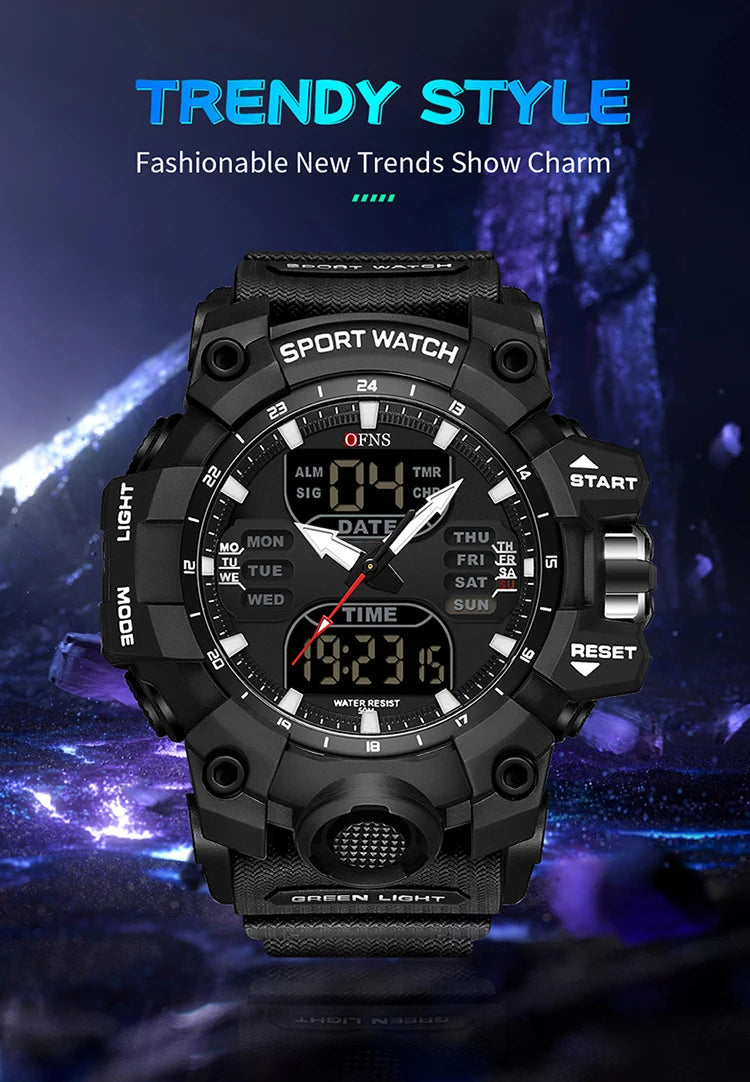 Stainless Steel Digital Quartz Chronograph Wristwatch for Men.