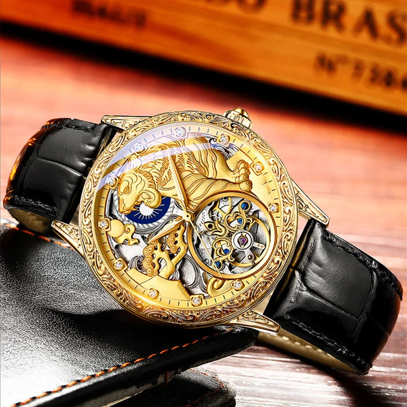 Gold Automatic Skeleton Watch for Men