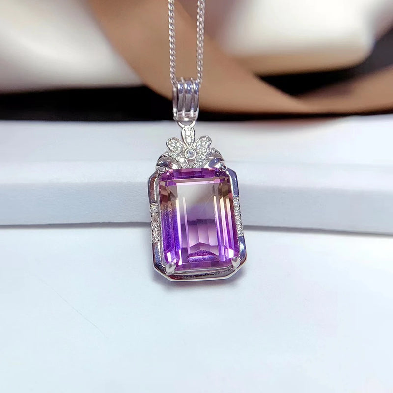 925 Sterling Silver Ametrine Pendant Necklace for Women