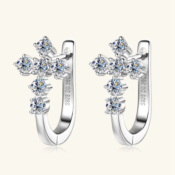 925 Sterling Silver & 18K Gold Plated VVS1 3EX D Color Moissanite Cross Hoop Earrings for Women