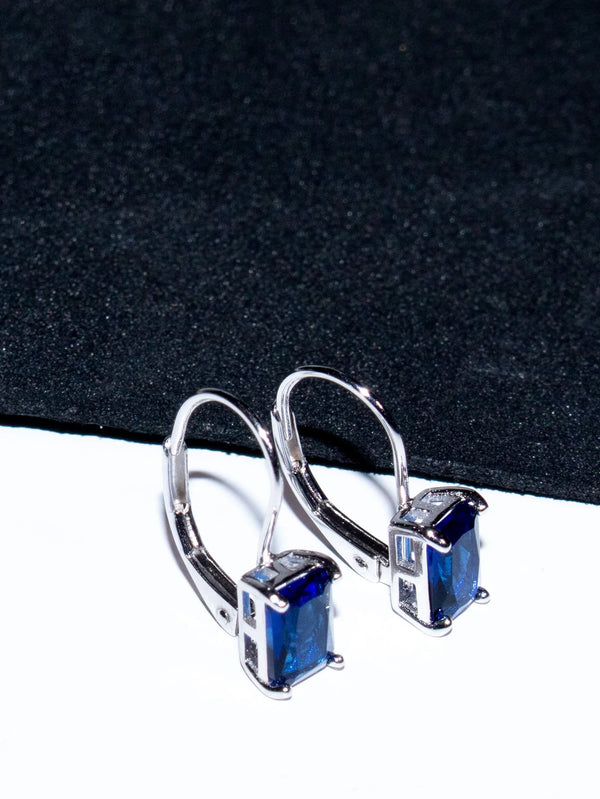 Sterling Silver Sapphire Blue Clip Earrings for Women