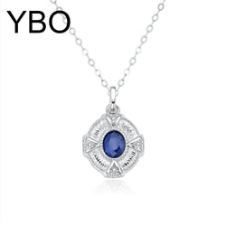 Sterling Silver Natural Sapphire Pendant Necklace For Women