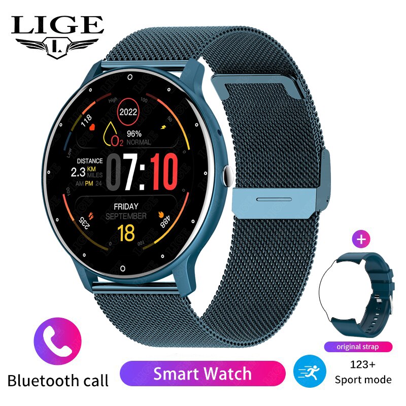 Stainless Steel Smart Watch with Bluetooth, Call, Voice Assistant, Custom Dial, and Blood Oxygen Monitoring for Men