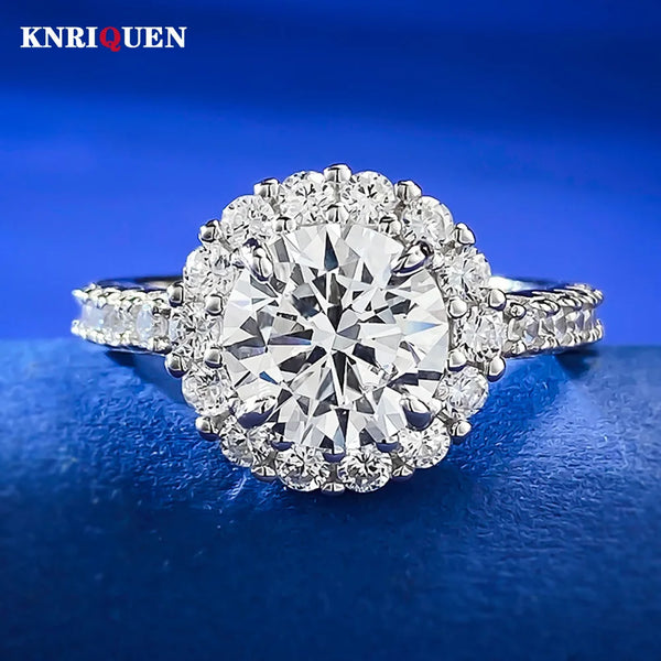 925 Sterling Silver Round 8mm Diamond Ring for Women