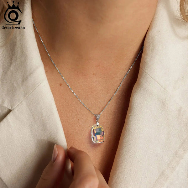 925 Sterling Silver Austrian Crystal Pendant Necklace for Women