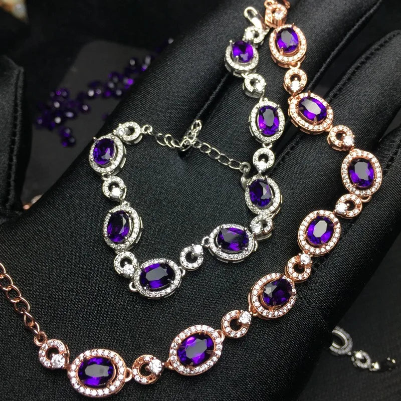 925 Sterling Silver Amethyst Bracelet for Women