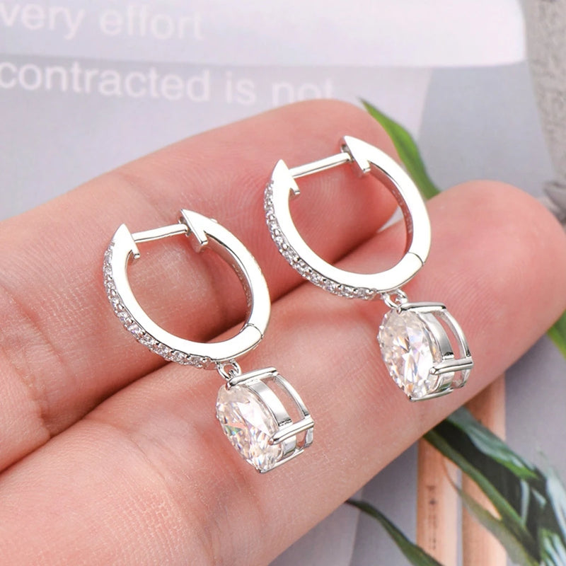 18K Gold Plated Sterling Silver Moissanite Drop Earrings for Women