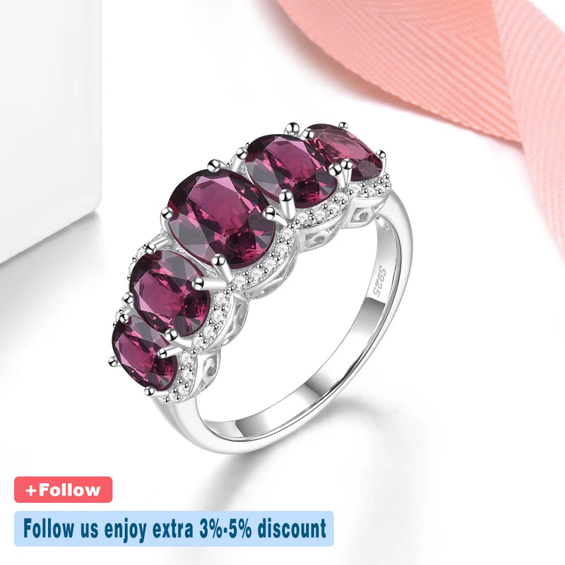 Sterling Silver 4.5 Carat Rhodolite Garnet Ring for Women