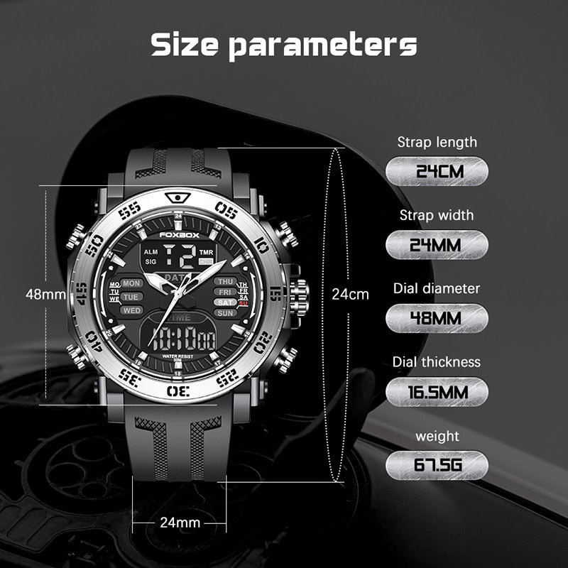 Stainless Steel Digital Watch with 50M Waterproofing for Men