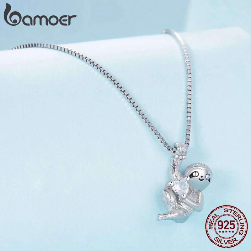 925 Sterling Silver Sloth Pendant Necklace for Women