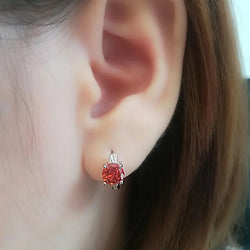 Sterling Silver Garnet Hoop Earrings for Women