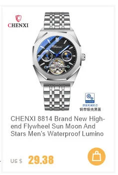 Stainless Steel Mechanical Skeleton Wristwatch for Men