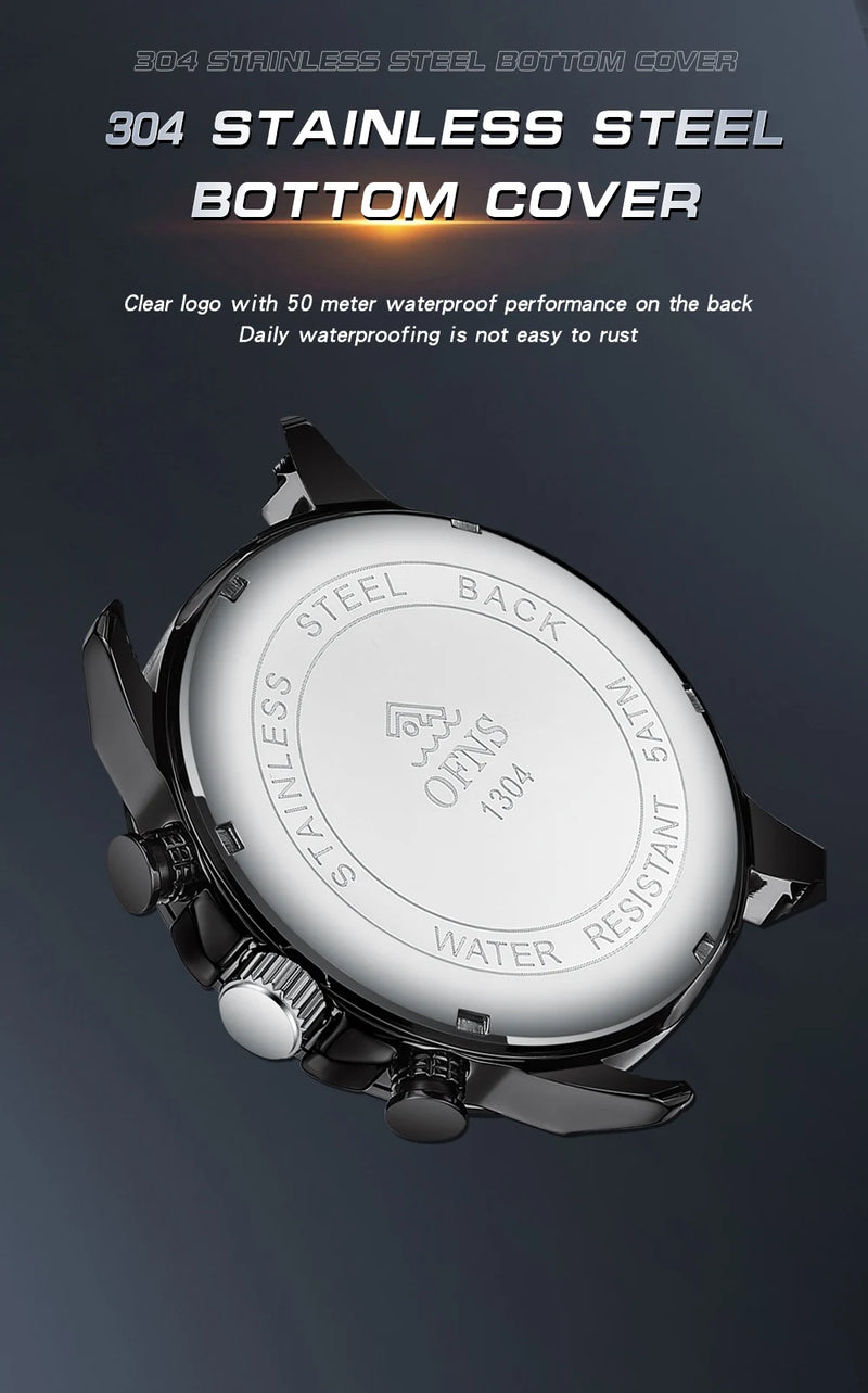 Stainless Steel Luxury Fashion Luminous Quartz Calendar Watch for Men