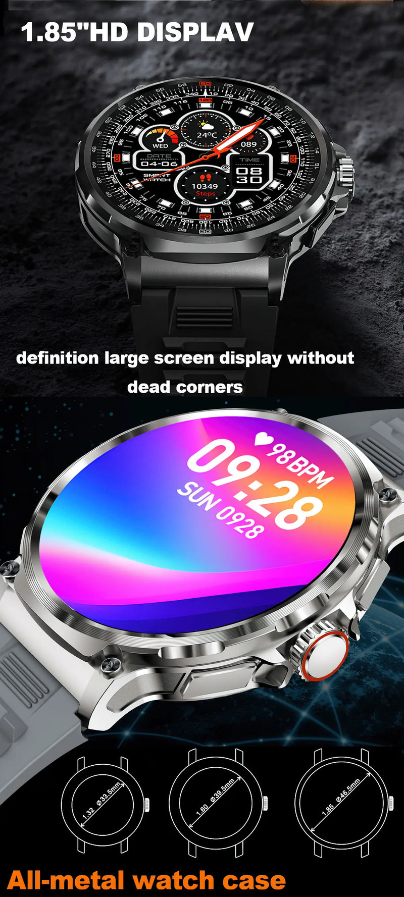 Smart Watch for Men with GPS Tracking, 1.85-Inch Display, Long Battery Life, & Health Monitoring Features