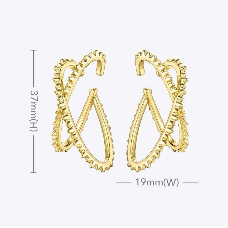Gold Punk Spike X Shape Ear Cuff Clip On Earrings for Women