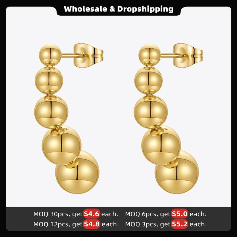 ENFASHION Piercing 5 Balls Earrings For Women Gold Color Drop Earring Stainless Steel Fashion Kewelry Christmas Kolczyki E211331
