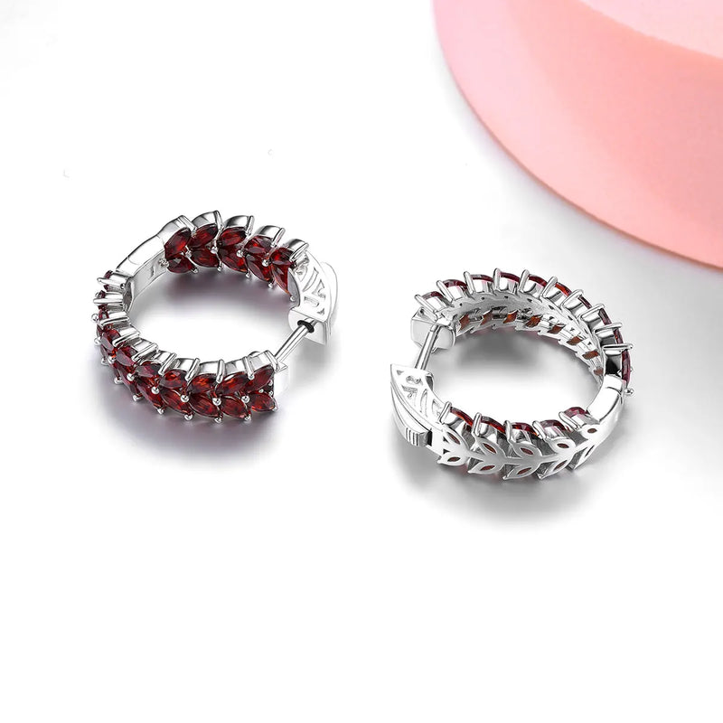 Sterling Silver Red Garnet Clip Earrings 6 ctw for Women