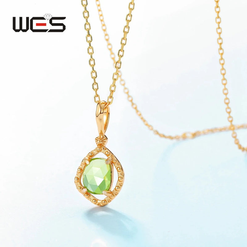 Sterling Silver Peridot Pendant Necklace for Woman