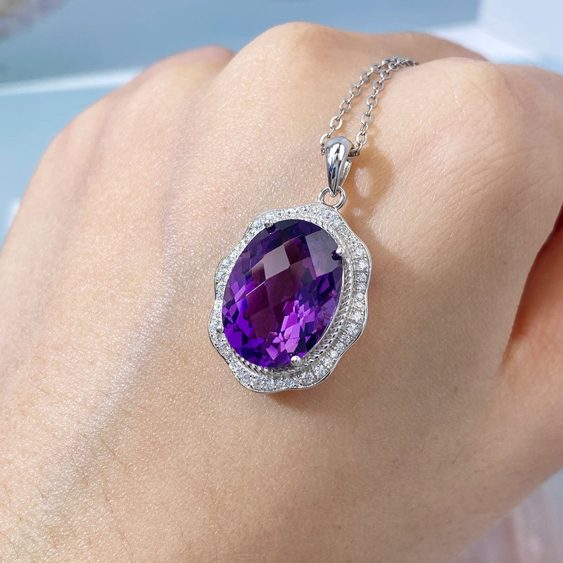 Sterling Silver Amethyst Pendant Necklace for Women