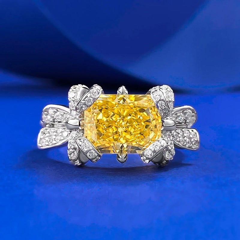 Sterling Silver Crushed Ice Cut Citrine Ring for Women