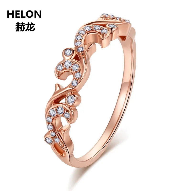 14k Rose Gold / White Gold / Yellow Gold 0.12ct SI/H Natural Diamonds Engagement Wedding Band for Women