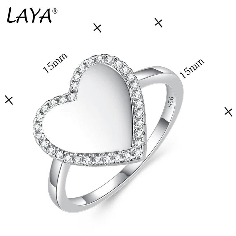 925 Sterling Silver Heart Shaped Finger Ring for Women