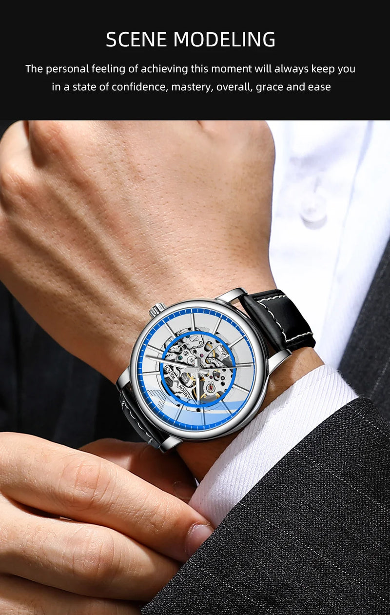 Stainless Steel Automatic Mechanical Watch with Tourbillon, for Men