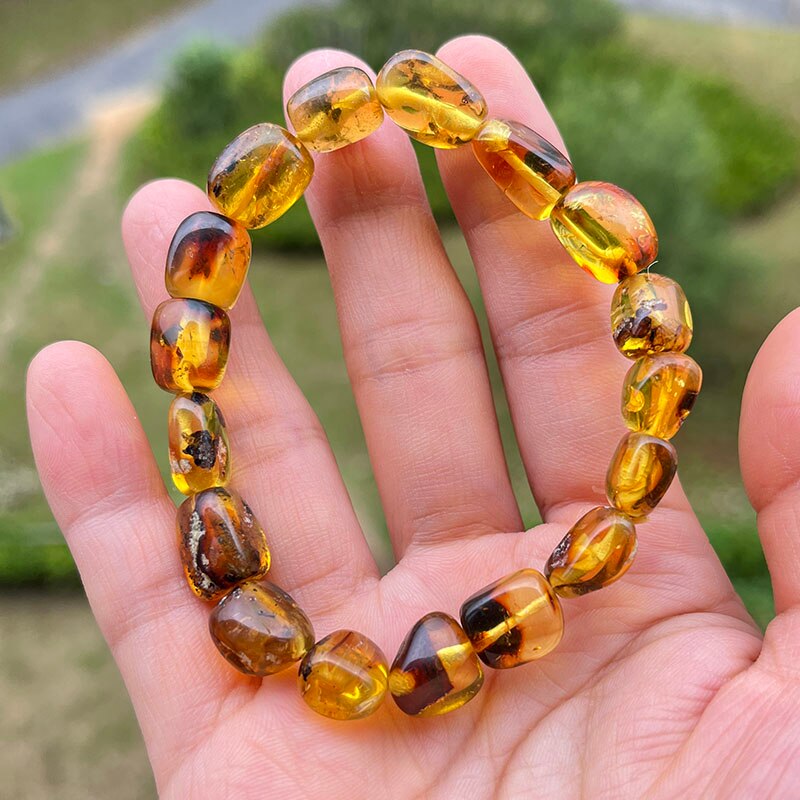 Sterling Silver Natural Amber Bracelet for Unisex