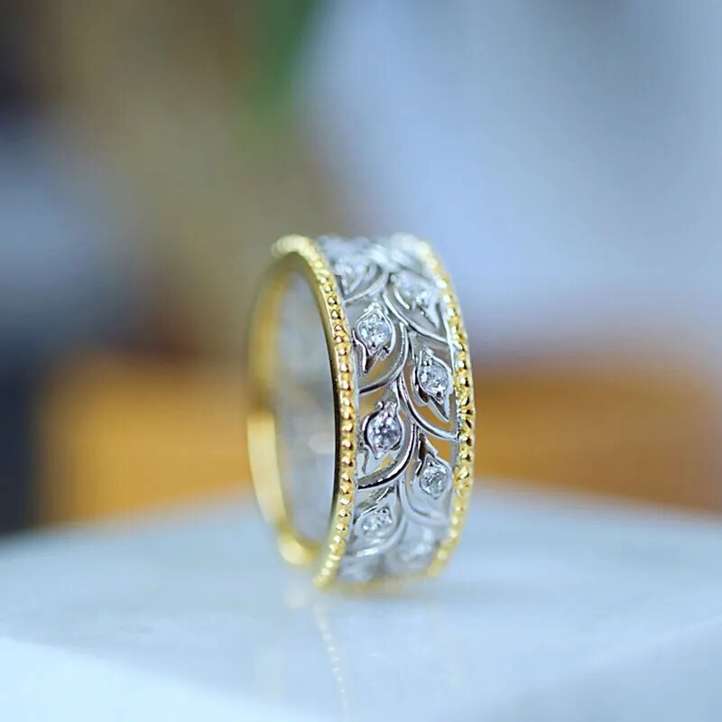 925 Sterling Silver Gold Plated Vine Open Ring for Women