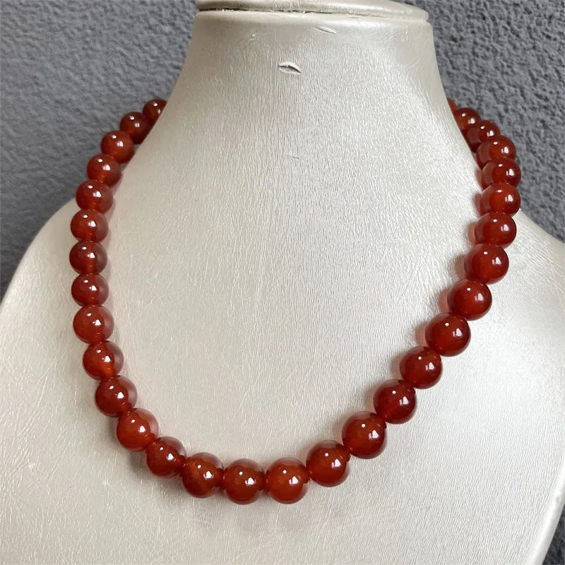 925 Sterling Silver Red Agate Choker Necklace for Women