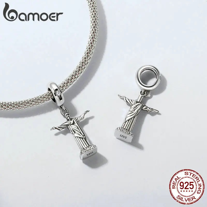 Sterling Silver Building Statue Charm Beads for Charm Bracelet, DIY Jewelry for Women