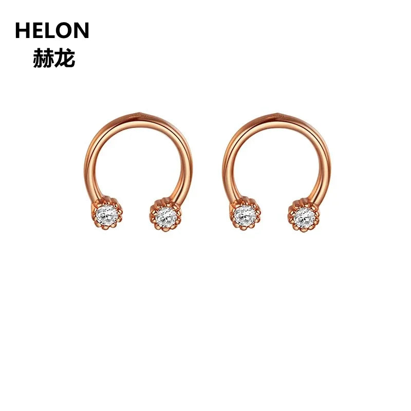 14k Rose Gold Natural White Topaz Stud Earrings 2mm for Women