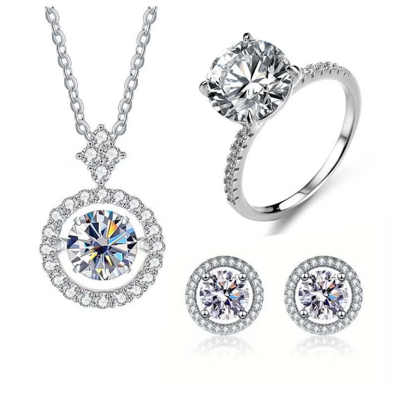 Sterling Silver Moissanite Jewelry Set for Women