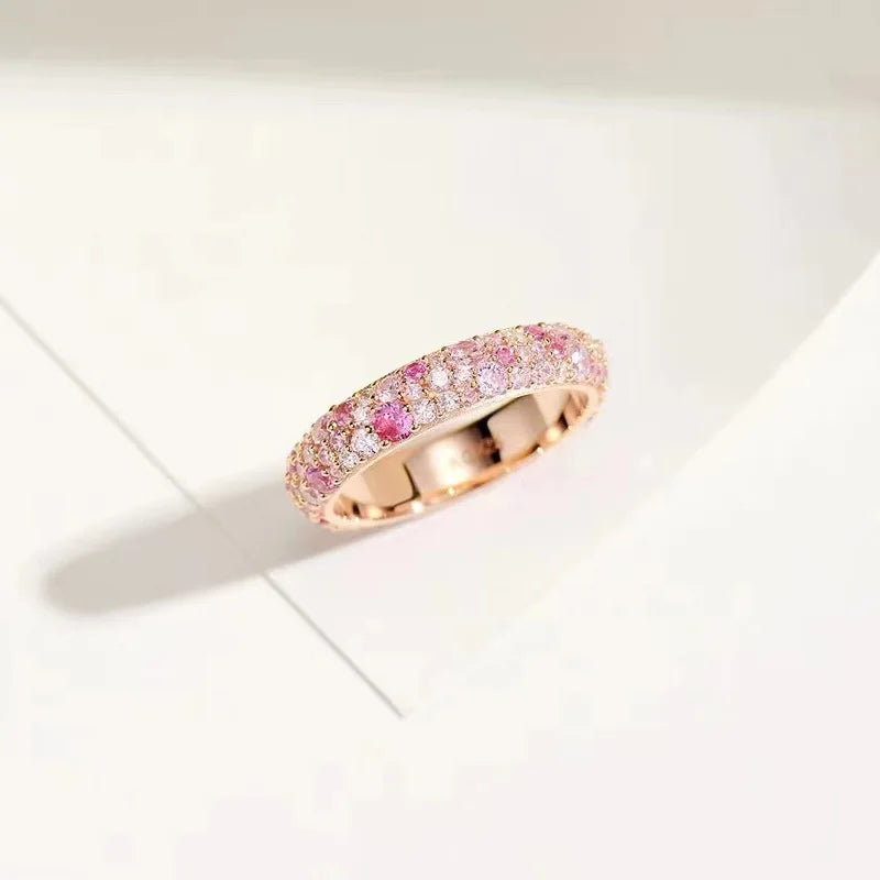 925 Sterling Silver Lab Sapphire Cocktail Rose Gold Ring for Women