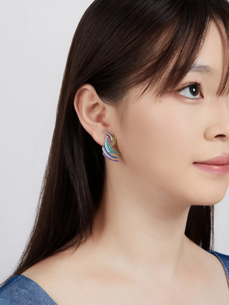 Sterling Silver Rainbow Shaped Earrings for Women