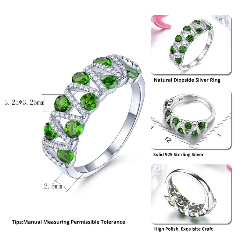 Sterling Silver 1.50 Carat Chrome Diopside Ring for Women