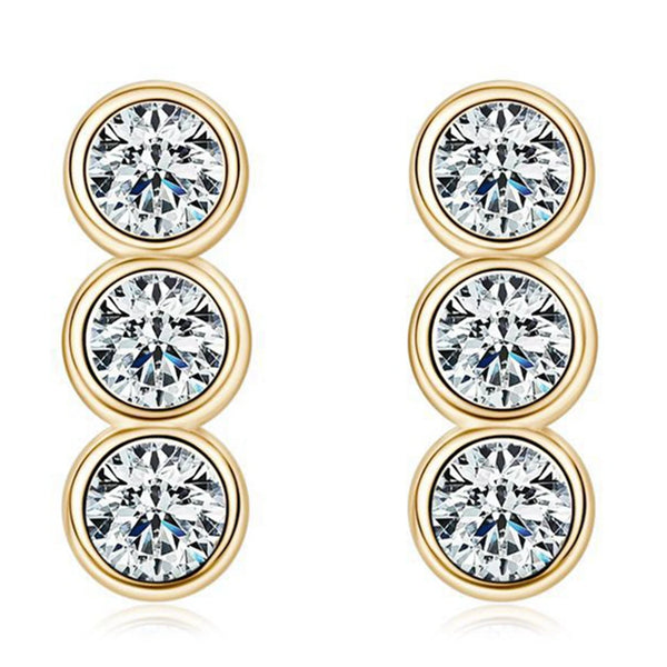 18K Gold Plated Sterling Silver Moissanite Stud Earrings for Women