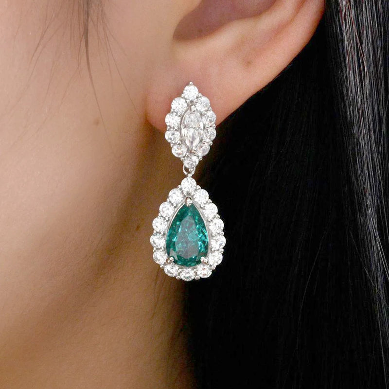 S925 Silver Water Drop Tourmaline Earrings for Women