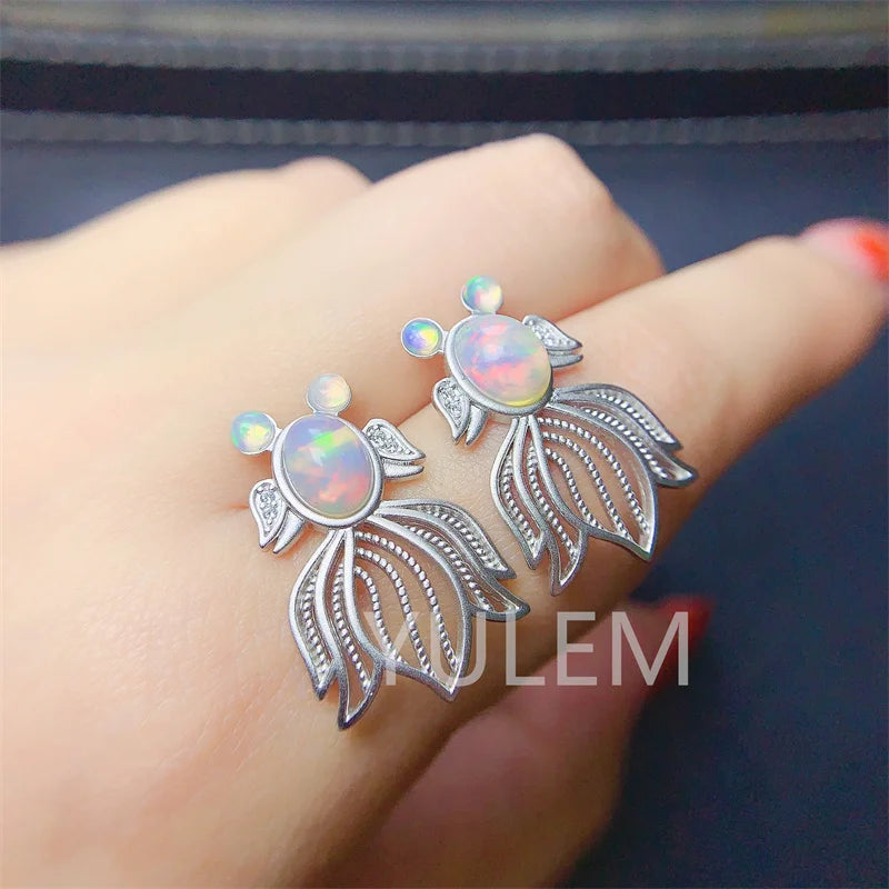 Silver Opal Earrings for Women