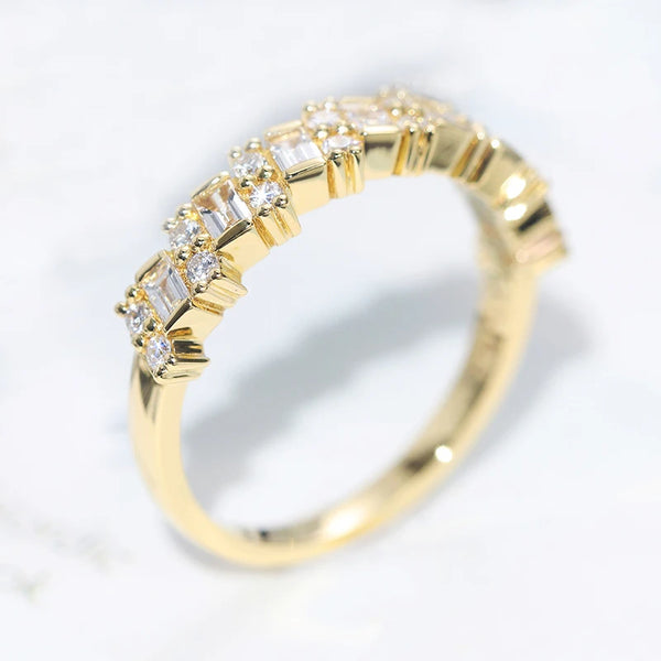 Solid 18K, 14K, or 10K Yellow Gold Moissanite Ring for Women