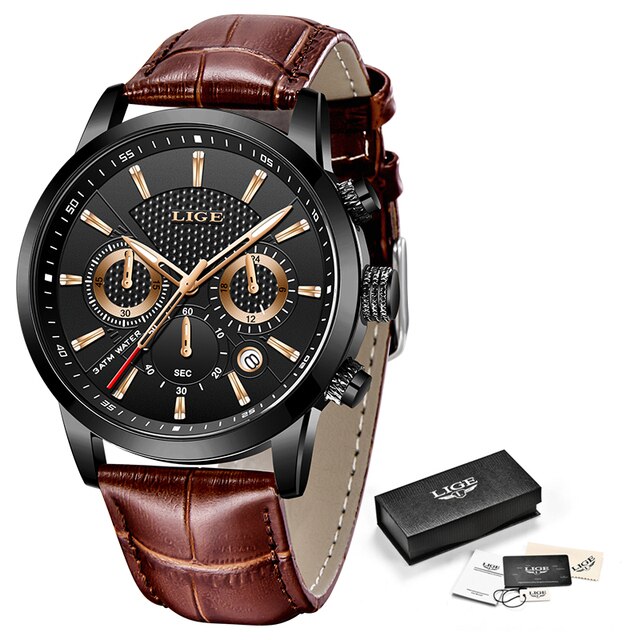 Leather Big Dial Chronograph Watch for Men