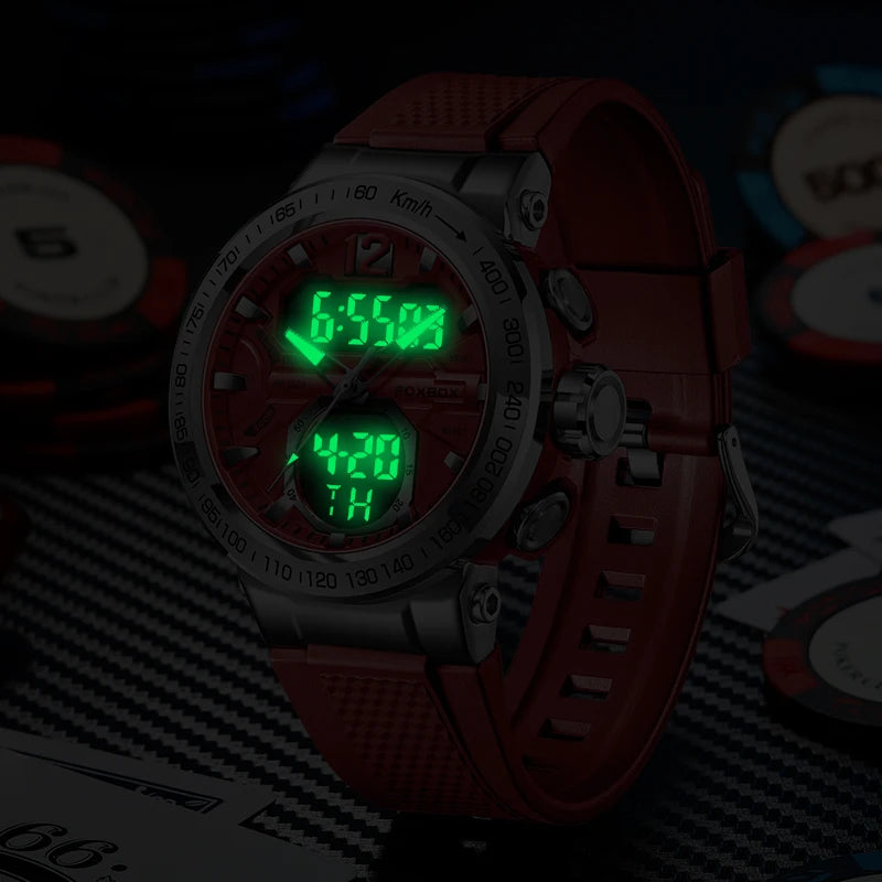 Men's Luxury Digital Analog Sport Watch with Dual Display, Original Quartz Movement, Waterproof.