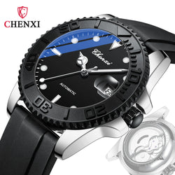 Stainless Steel Silicone Automatic Night Light Watch for Men